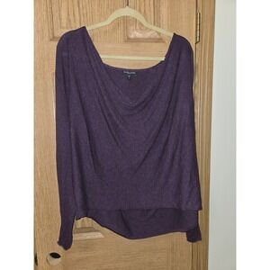EILEEN FISHER Womens Sz 1X Purple Italian Yarn Linen Cotton Blend Knit Pullover